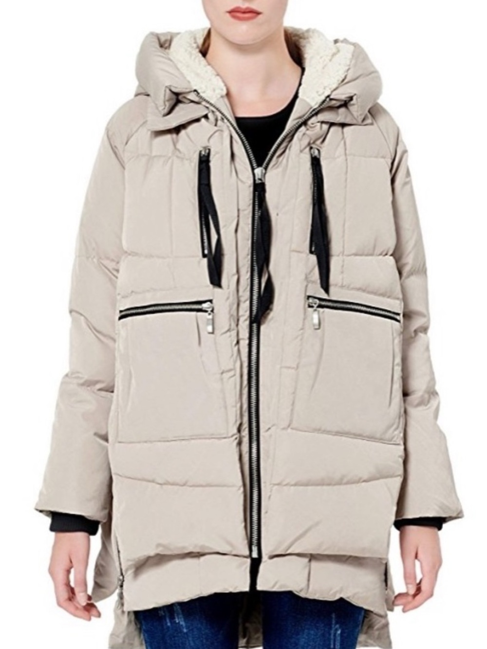 Orolay Down Coat Women  Puffer Parka Sherpa Hood Lined Winter Jacket Small